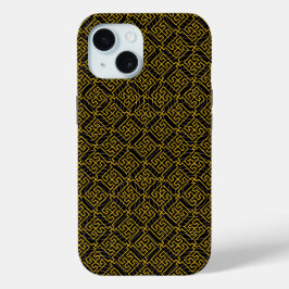 Funda Para iPhone 15 Patrón japonés dorado y negro