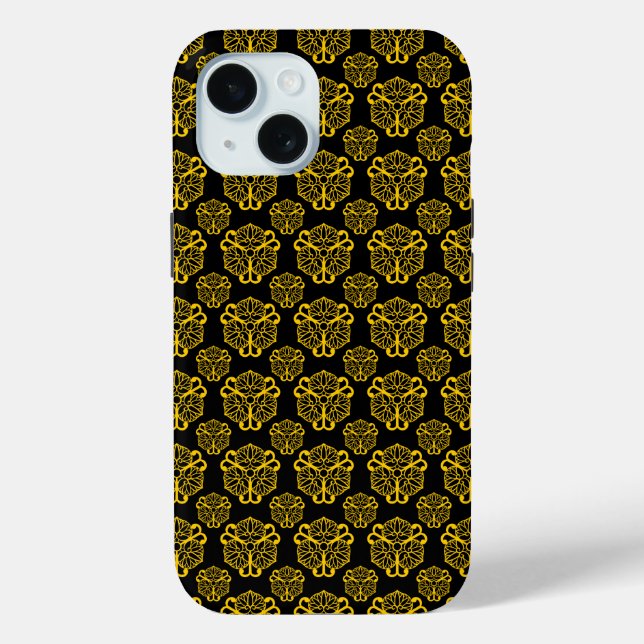 Funda De Case-Mate Para iPhone Patrón japonés dorado y negro (Reverso )