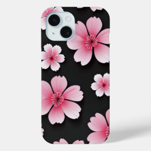 Funda Para iPhone 15 Patrón japonés rosado de flores de cerezo sakura