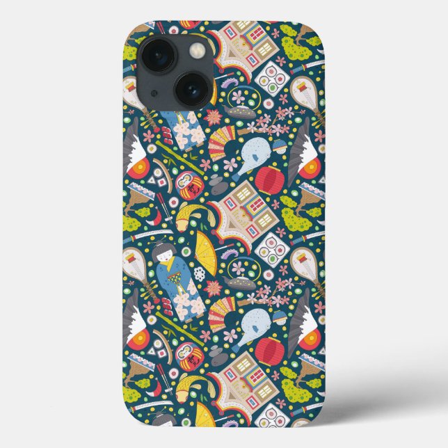 Funda De Case-Mate Para iPhone Patrón japonés sin foco (Reverso)