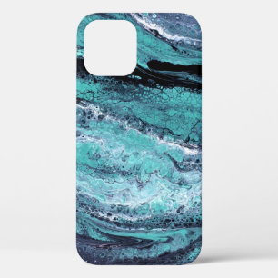 Funda Para iPhone 12 Patrón jaspeado azul y turquesa