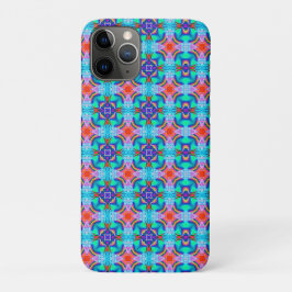 Funda Para iPhone 11 Pro Patrón Kaleidoscópico en azul verde azulado