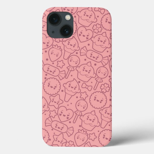 Funda De Case-Mate Para iPhone Patrón kawaii con pasteles bonitos (Reverso)