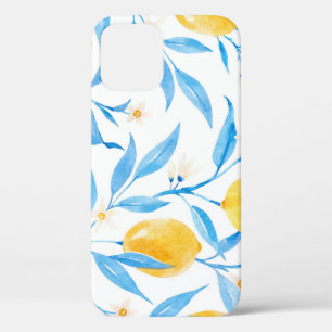 Funda Para iPhone 12 Patrón Lemons de color de agua dibujado a mano