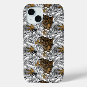 Funda Para iPhone 15 Patrón Leopard & Peonies