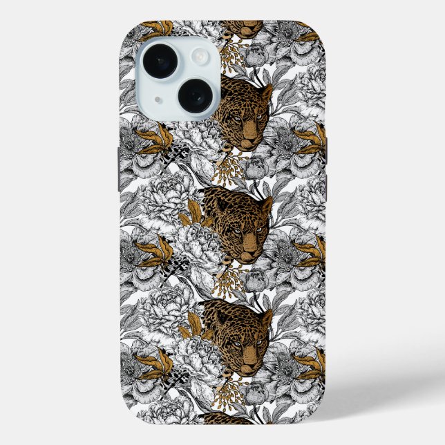 Funda De Case-Mate Para iPhone Patrón Leopard & Peonies (Reverso )