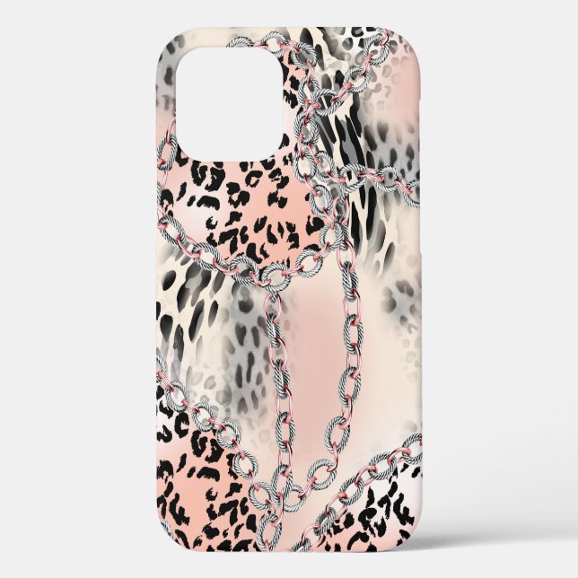 Funda De Case-Mate Para iPhone Patrón leopardo, flores, cadena, rosas (Reverso )