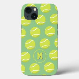 Funda Para iPhone 13 patrón lindo de pelotas de tenis monogramado
