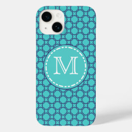 Funda Para iPhone 14 De Case-Mate Patrón maroccano verde azulado y azul - Monogramad