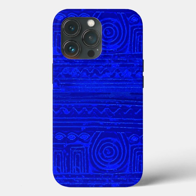 Funda De Case-Mate Para iPhone Patrón mesopotamiano sumeriano antiguo azul (Reverso )