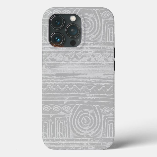 Funda De Case-Mate Para iPhone Patrón mesopotamiano sumeriano antiguo gris (Reverso )