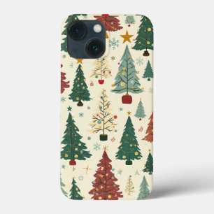 Funda Para iPhone 13 Mini Patrón moderno de árbol de Navidad de mediados de 