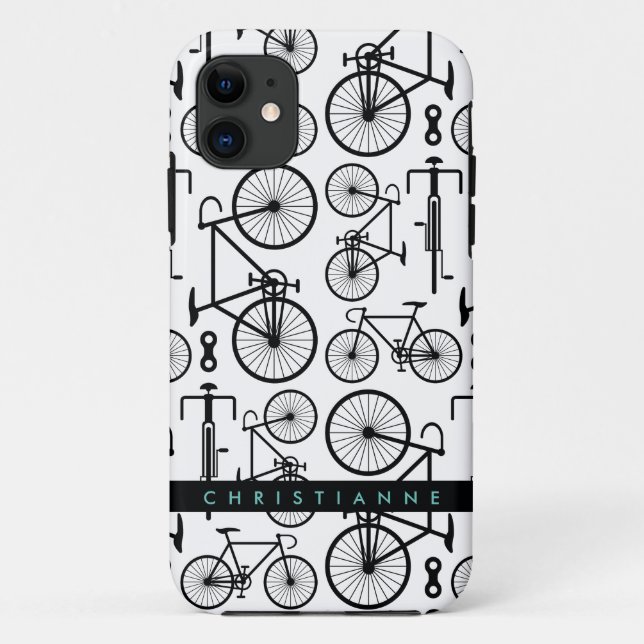 Funda De Case-Mate Para iPhone Patrón moderno de bicicletas en blanco y negro (Reverso)