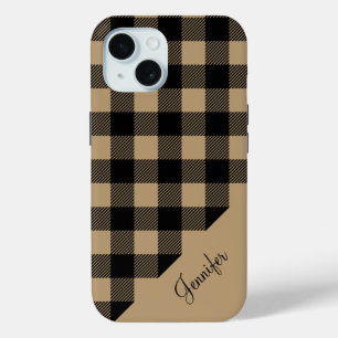 Funda Para iPhone 15 Patrón moderno de comprobación de la placa de búfa