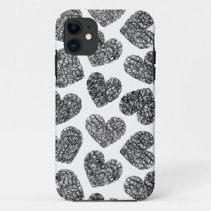 Funda Para iPhone 11 Patrón moderno de corazones de cardíacos blancos y