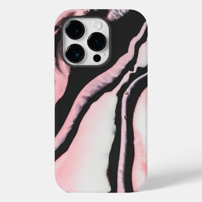 Funda De Case-Mate Para iPhone Patrón moderno de mármol rosa negro pintado (Reverso )