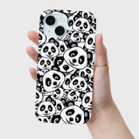 Patrón moderno de oso panda lindo en blanco y negr