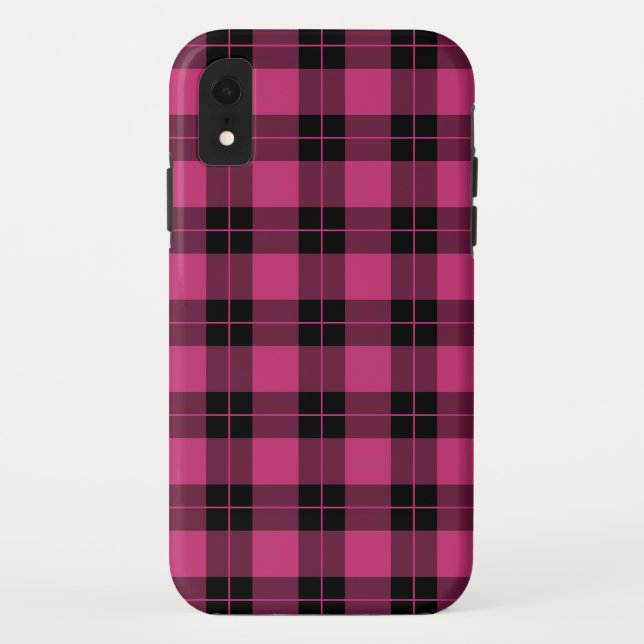 Funda De Case-Mate Para iPhone Patrón moderno de plástico negro magenta (Reverso)