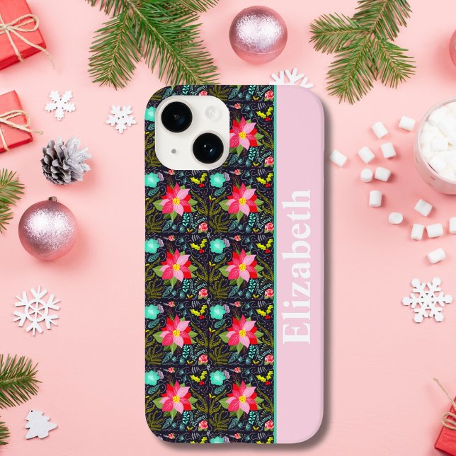 Funda De Case-Mate Para iPhone Patrón moderno de poinsettia de Navidad (Subido por el creador)