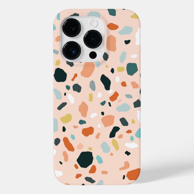 Funda De Case-Mate Para iPhone Patrón moderno de textura de piedra de Terrazzo (Reverso )