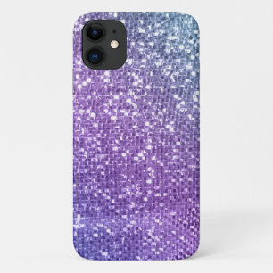 Funda Para iPhone 11 Patrón moderno Purpurina morado Shimmer Girly Ombr