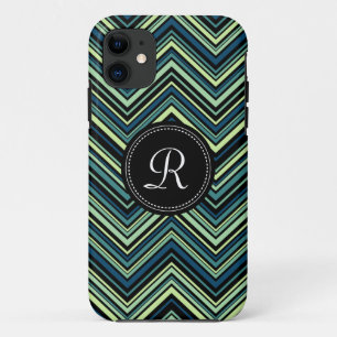 title_seo2 Patrón Monogramado Azul Negro Tribal Chevron