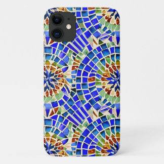 Funda Para iPhone 11 Patrón mosaico de formas redondeadas azules inspir
