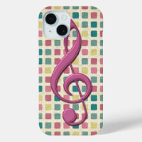 Patrón mosaico Tref Clef rosa y Verde azulado