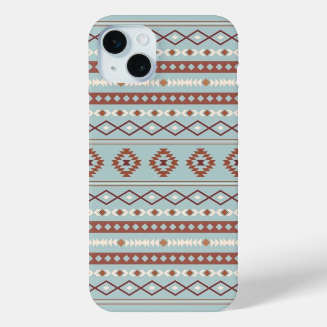 Funda De Case-Mate Para iPhone Patrón Motif Mezclado Azteca Rusts Crema Azul (Reverso )