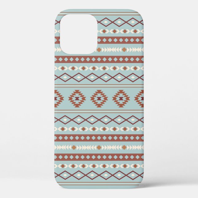 Funda De Case-Mate Para iPhone Patrón Motif Mezclado Azteca Rusts Crema Azul (Reverso )