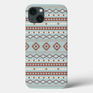 Funda Para iPhone 13 Patrón Motif Mezclado Azteca Rusts Crema Azul