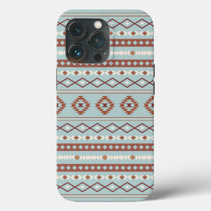 Funda Para iPhone 13 Pro Patrón Motif Mezclado Azteca Rusts Crema Azul