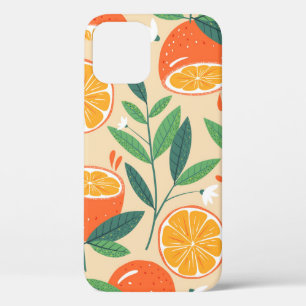 Funda Para iPhone 12 Patrón naranja sin inconvenientes, arte vintage ab