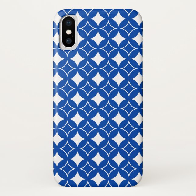 Funda De Case-Mate Para iPhone Patrón naval azul y blanco (Reverso)