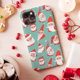 Funda Para iPhone 13 Patrón navideño de diversión rojo y turquesa padre
