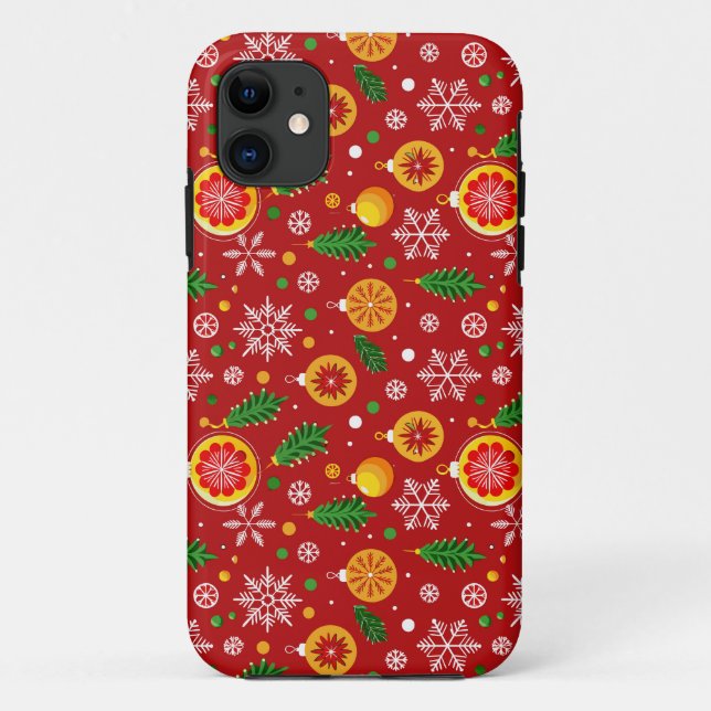Funda De Case-Mate Para iPhone Patrón navideño rojo (Reverso)