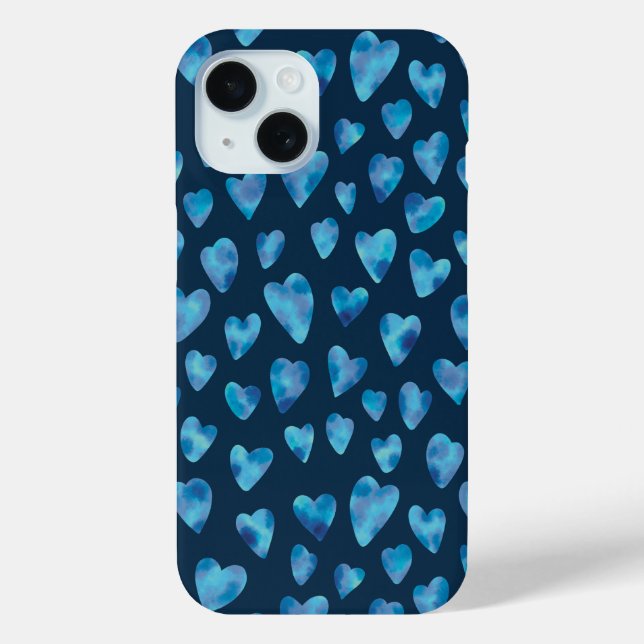 Funda De Case-Mate Para iPhone Patrón Navy Blue Love Heart (Reverso )