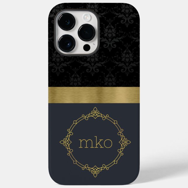 Funda De Case-Mate Para iPhone Patrón negro con banda de oro (Reverso )