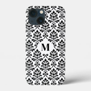 Funda Para iPhone 13 Mini Patrón negro de Damask de Feuille (Personalizado)