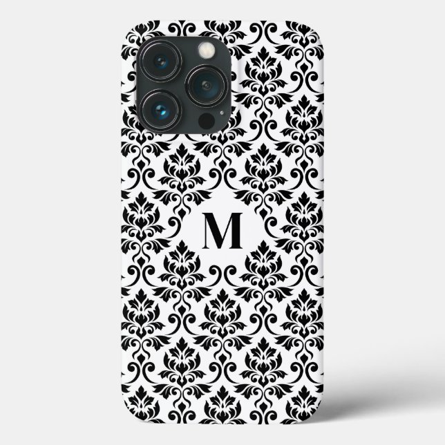 Funda De Case-Mate Para iPhone Patrón negro de Damask de Feuille (Personalizado) (Reverso )