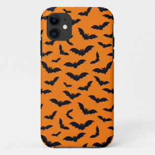 Funda Para iPhone 11 Patrón negro de murciélagos de Halloween naranja s