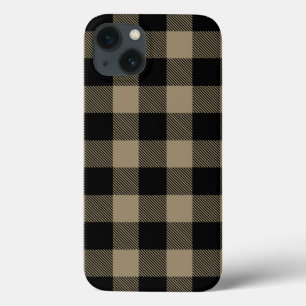 Funda Para iPhone 13 Patrón negro de verificación de brillo de búfalo b