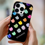 Funda Para iPhone 14 Pro De Case-Mate Patrón negro personalizado<br><div class="desc">Este moderno estuche para iPhone está decorado con un colorido patrón abstracto sobre un fondo negro. Personalizable fácilmente con su nombre o monograma. Utilice la Herramienta de diseño para cambiar el tamaño,  estilo o color del texto. Acuarela original © Michele Davies.</div>