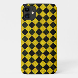 Funda Para iPhone 11 Patrón negro y amarillo a cuadros