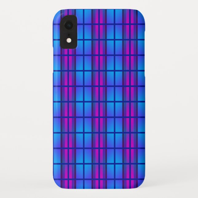 Funda De Case-Mate Para iPhone Patrón neón púrpura azul (Reverso)