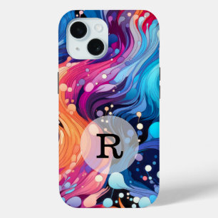 Funda Para iPhone 15 Patrón ondulado colorido de plantilla de personali