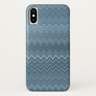 Funda Para iPhone X Patrón ondulado de zigzag azul gris