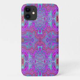 Funda Para iPhone 11 Patrón ondulado mármol trippy magenta y azul