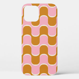 Funda Para iPhone 12 Patrón ondulado retro vintage de los años 70 en or
