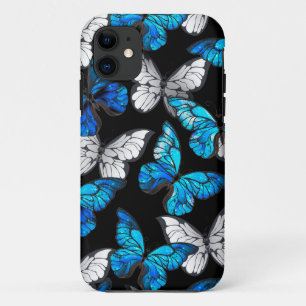 Funda Para iPhone 11 Patrón oscuro sin foco con mariposas azules morfo